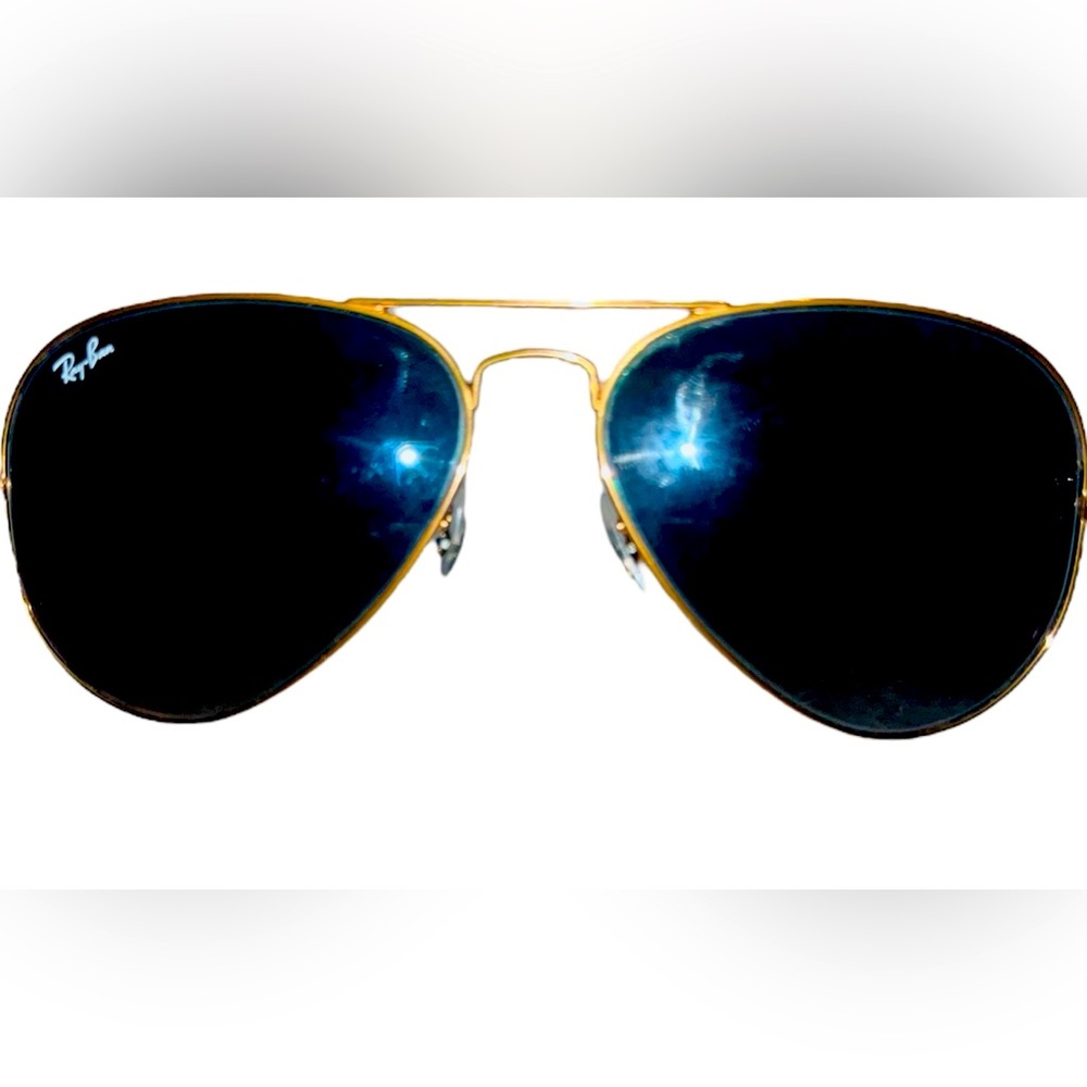 RAY-BAN THE ICON aviator sunglasses gold hardware dark lens good condition